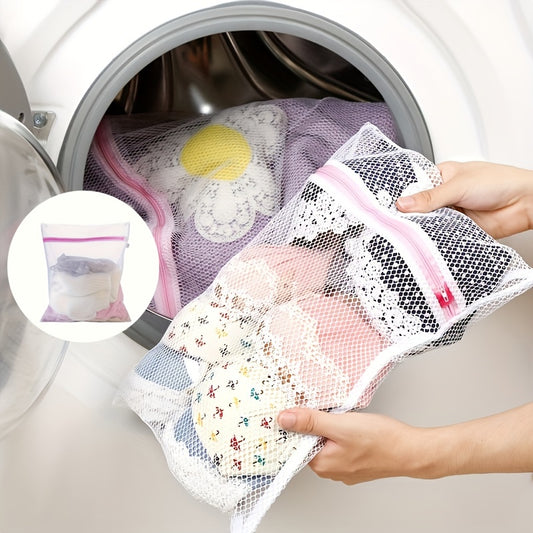 3pcs Laundry Bag Set with Zipper - Durable Polyester Mesh Washing Bags for Delicates, Shirts, Bras, Socks & Underwear - Protective Travel Storage Pouches