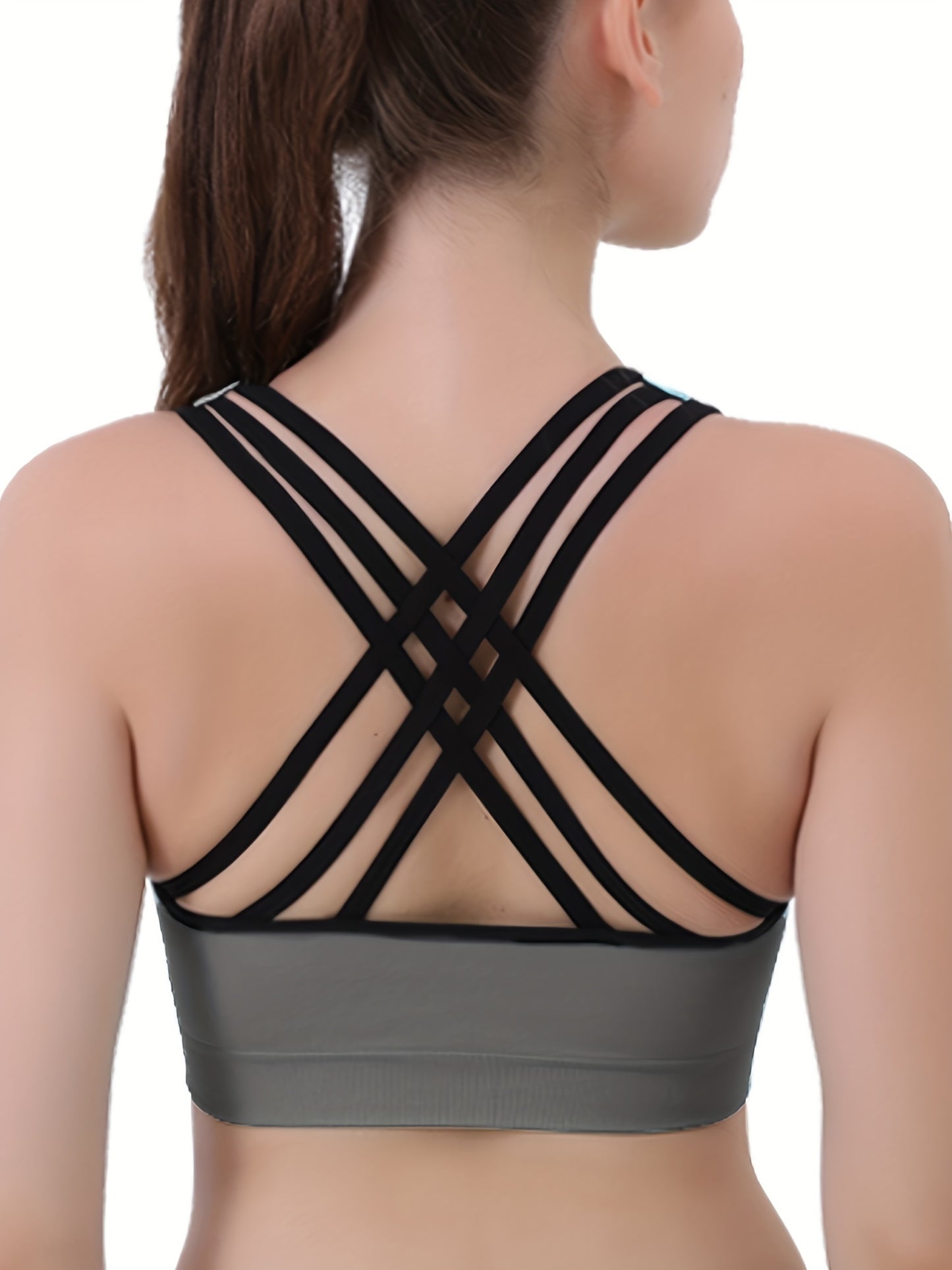3pcs Criss Cross Back Sports Bras, Comfy & Breathable versatile Fitness Tank Bra, Women's Lingerie & Underwear