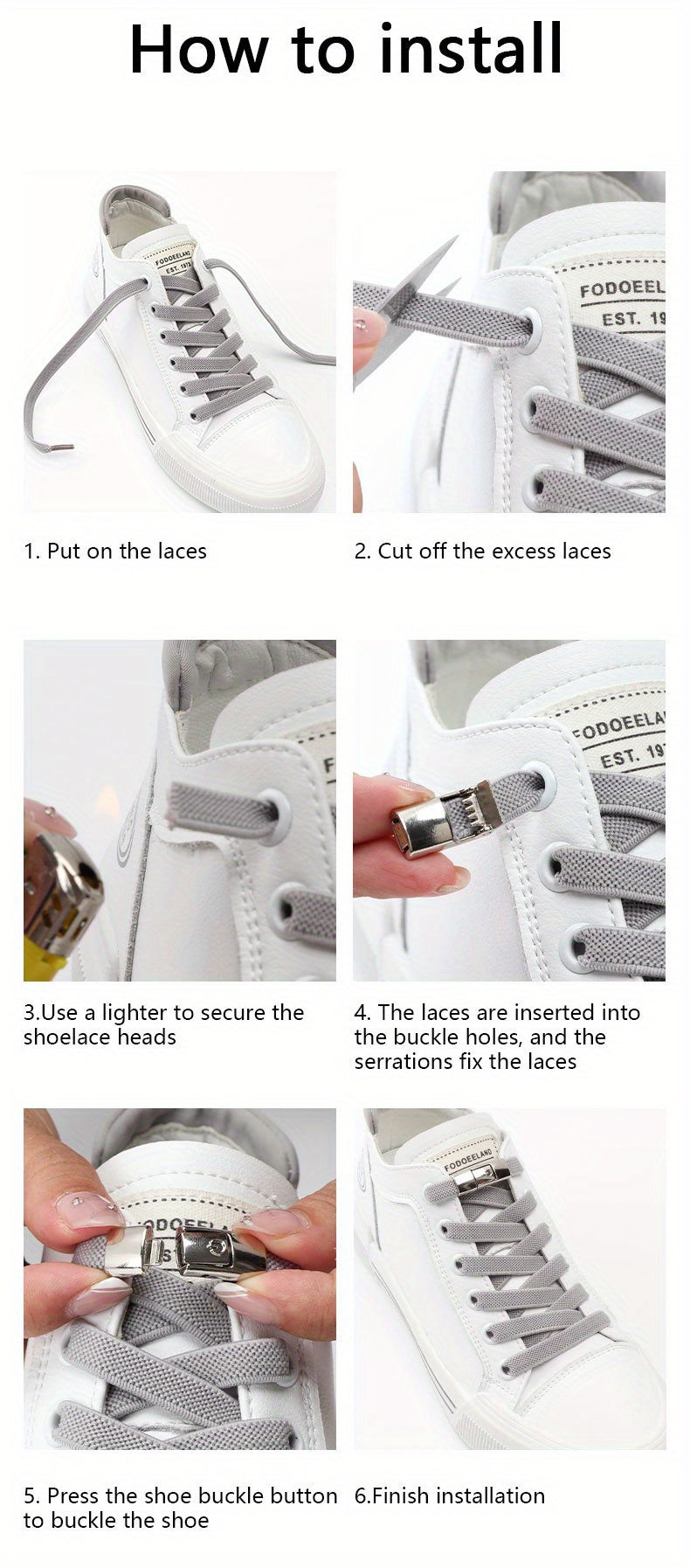 1pair Women's Polyester Laces Sneaker Accessories, White No Laces With Buckles