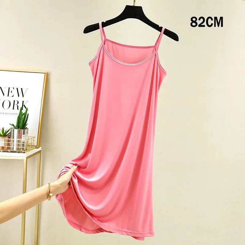 Full Slips Under Dress Women Summer Plus Size Sleeveless Satin Petticoat Underskirt Spaghetti Strap Women Sling Dress