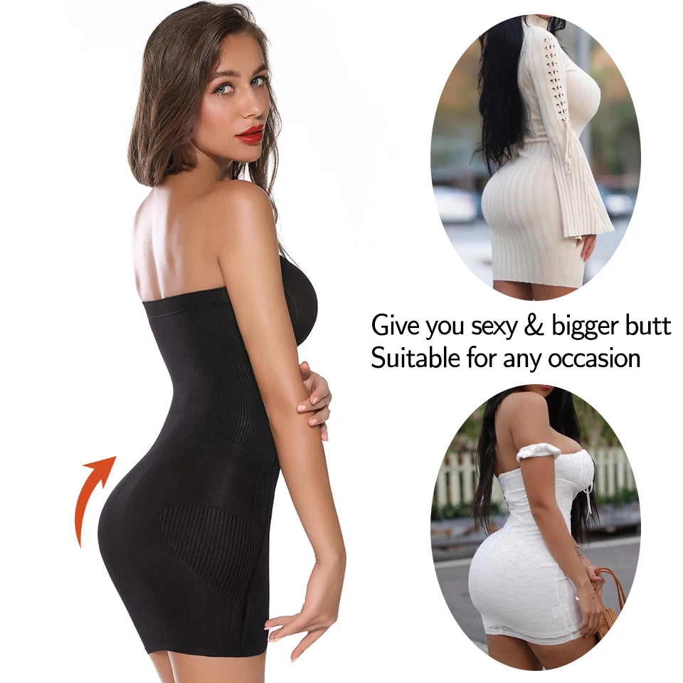 Women Shapewear Strapless Full Slips for Under Dresses Tummy Control Slips Slimming Skirts Full Body Shaper Underwear