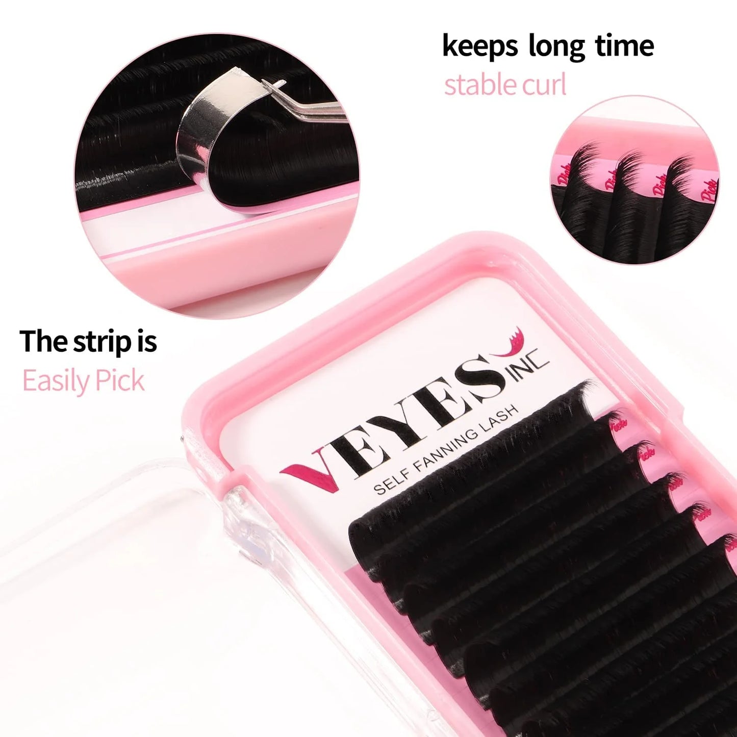 Veyes Premium Individual Volume Mink Eyelash Extensions Long Matte Style Easy Fan Lash Trays with Overnight Shipping