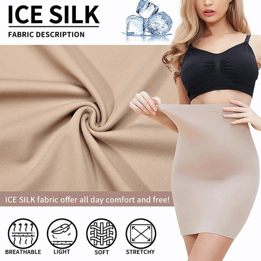 High Waist Tummy Control Slips Women Seamless Skirt Half Slip Underwear Shapewear Body Shaper Butt Lifter Petticoat Underskirt