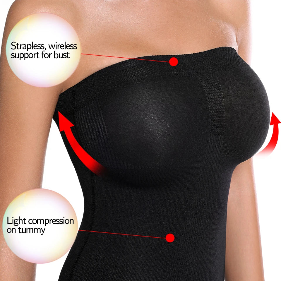 Women Shapewear Strapless Full Slips for Under Dresses Tummy Control Slips Slimming Skirts Full Body Shaper Underwear