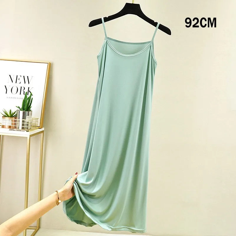 Full Slips Under Dress Women Summer Plus Size Sleeveless Satin Petticoat Underskirt Spaghetti Strap Women Sling Dress