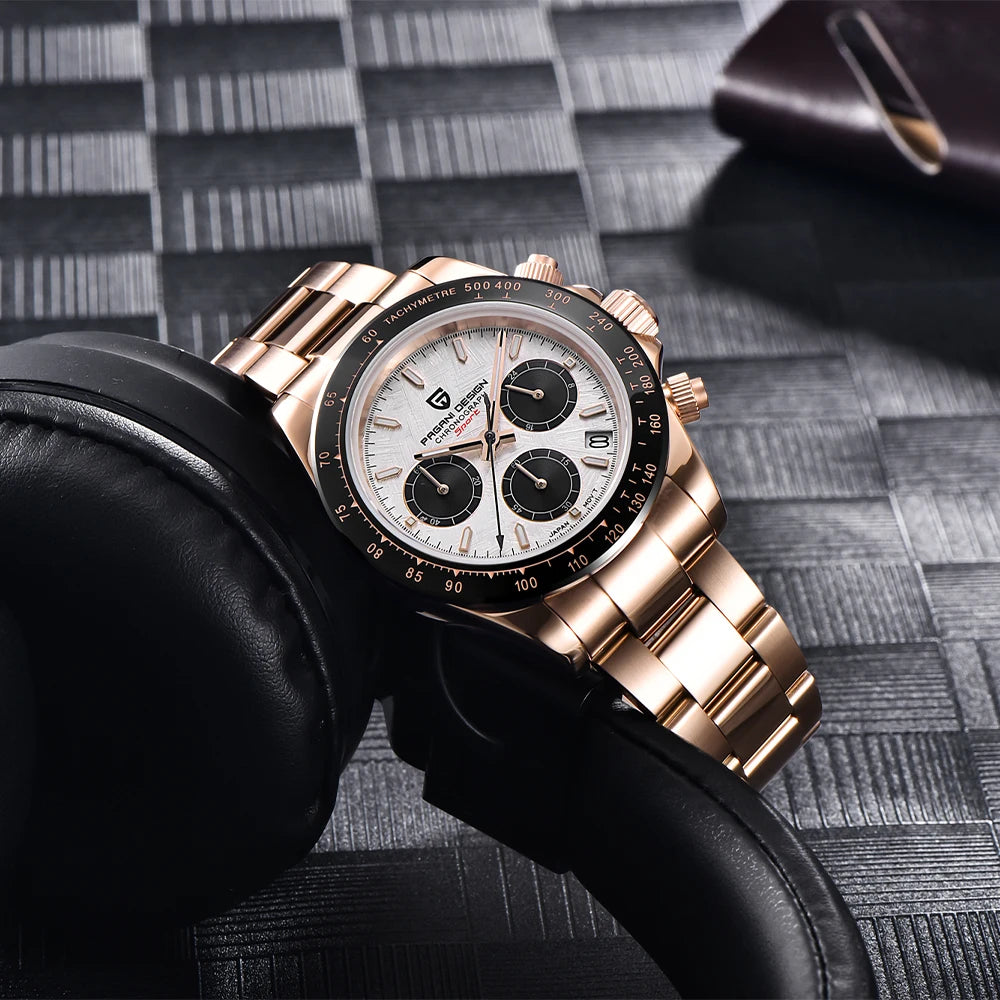 PAGANI DESIGN 2024 New PD-1644 Meteorite Dial Fashion Men Quartz Wristwatches 100M Sapphire Glass Chronograph relogio masculino