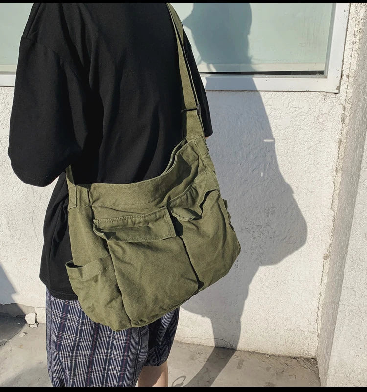 Women Vintage Handbag Canvas Teenager Shoulder Tote Bags Messenger Bags Ladies Casual Handbag Crossbody Purse