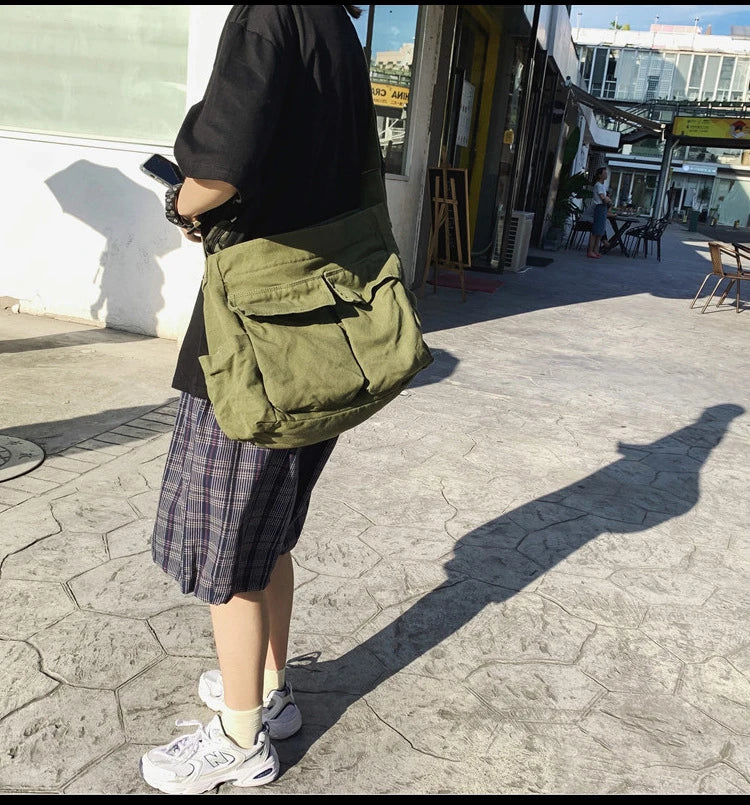 Women Vintage Handbag Canvas Teenager Shoulder Tote Bags Messenger Bags Ladies Casual Handbag Crossbody Purse