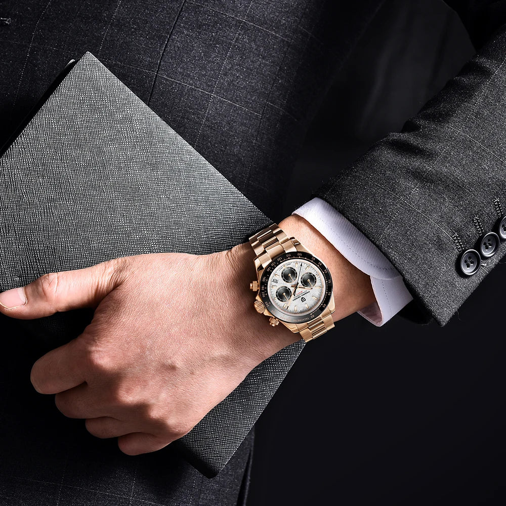 PAGANI DESIGN 2024 New PD-1644 Meteorite Dial Fashion Men Quartz Wristwatches 100M Sapphire Glass Chronograph relogio masculino