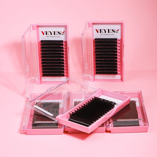Veyes Premium Individual Volume Mink Eyelash Extensions Long Matte Style Easy Fan Lash Trays with Overnight Shipping