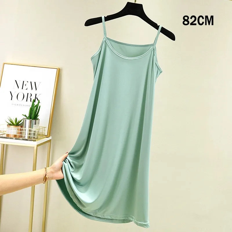 Full Slips Under Dress Women Summer Plus Size Sleeveless Satin Petticoat Underskirt Spaghetti Strap Women Sling Dress