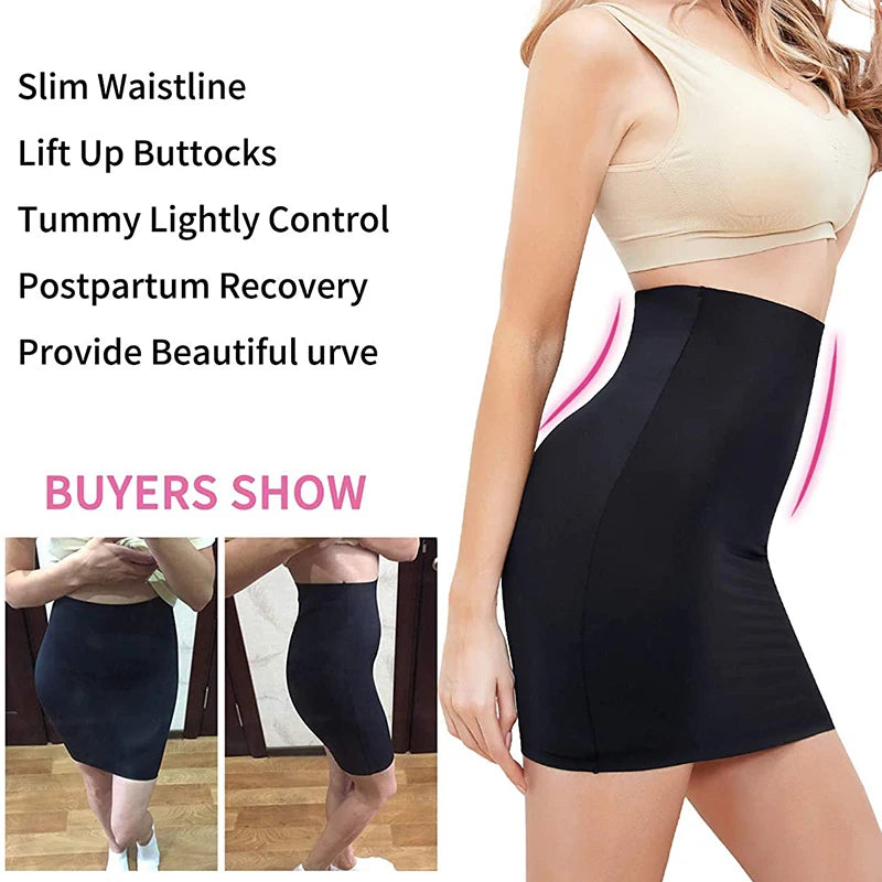 High Waist Tummy Control Slips Women Seamless Skirt Half Slip Underwear Shapewear Body Shaper Butt Lifter Petticoat Underskirt