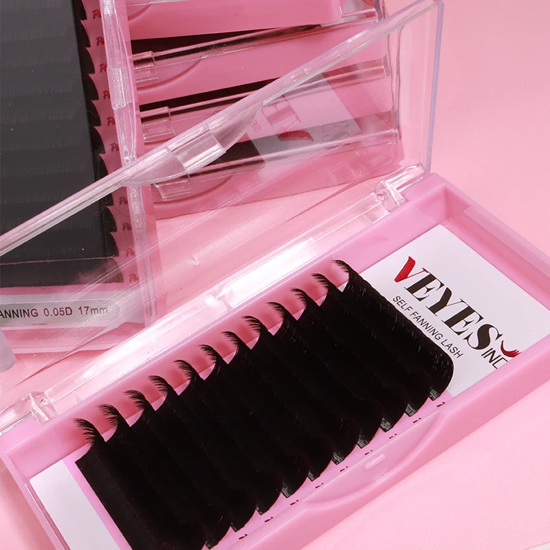 Veyes Premium Individual Volume Mink Eyelash Extensions Long Matte Style Easy Fan Lash Trays with Overnight Shipping