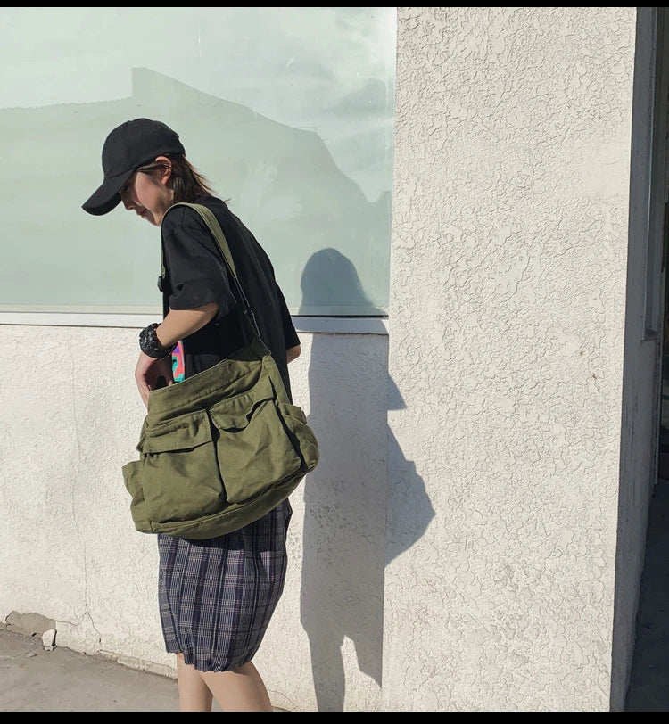 Women Vintage Handbag Canvas Teenager Shoulder Tote Bags Messenger Bags Ladies Casual Handbag Crossbody Purse
