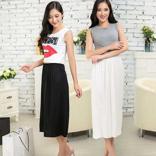 Woman Half Slips Modal Solid Skirt Petticoat Knee Length dress Lady Underskirts Vestidos Summer Cheap Skirts Underdress Summer