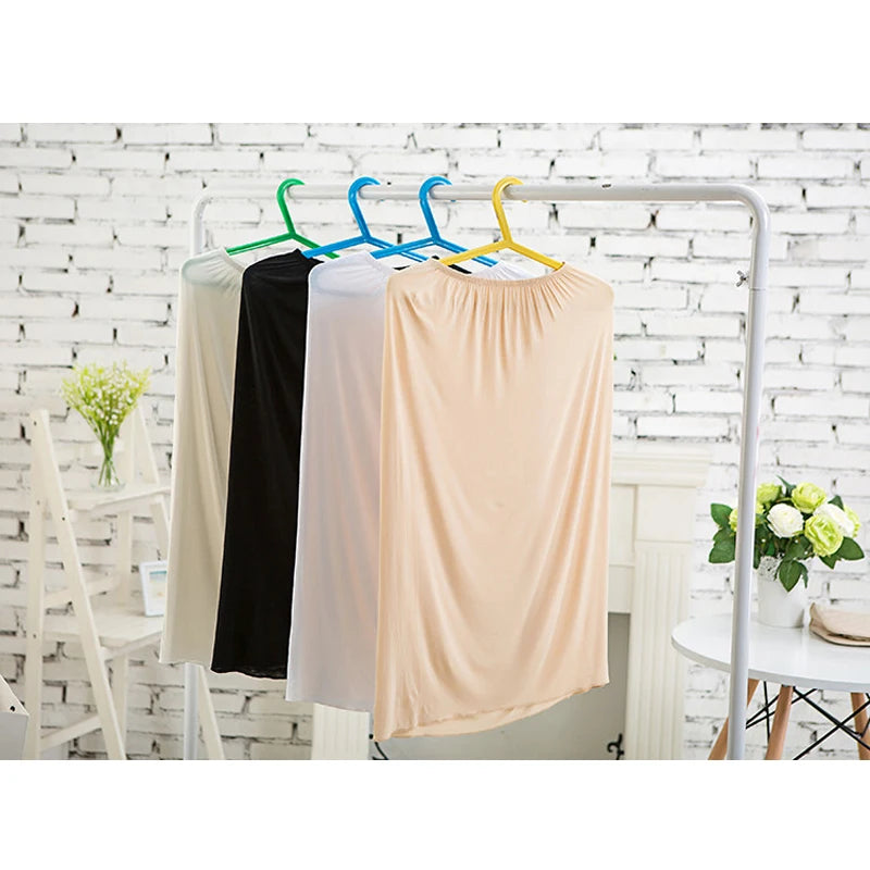 Woman Half Slips Modal Solid Skirt Petticoat Knee Length dress Lady Underskirts Vestidos Summer Cheap Skirts Underdress Summer