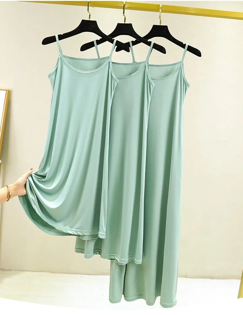 Full Slips Under Dress Women Summer Plus Size Sleeveless Satin Petticoat Underskirt Spaghetti Strap Women Sling Dress