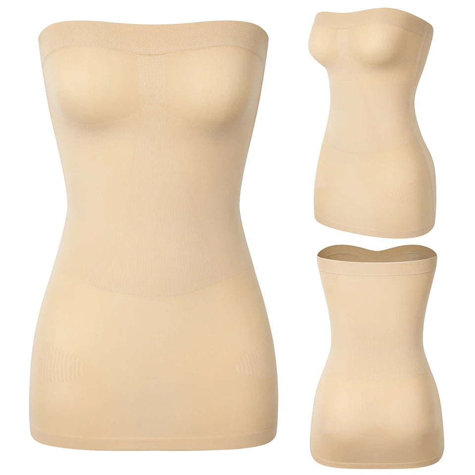 Women Shapewear Strapless Full Slips for Under Dresses Tummy Control Slips Slimming Skirts Full Body Shaper Underwear