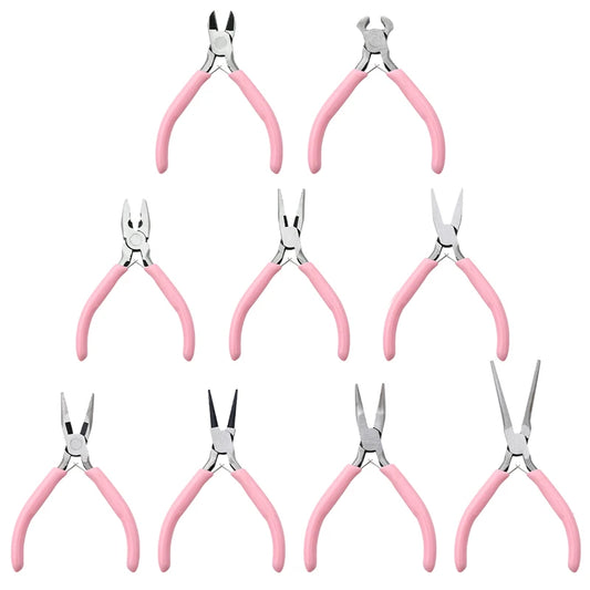 Cute Pink Color Handle Anti-slip Splicing and Fixing Jewelry Pliers Tools & Equipment Kit for DIY Jewelery Making Needlework