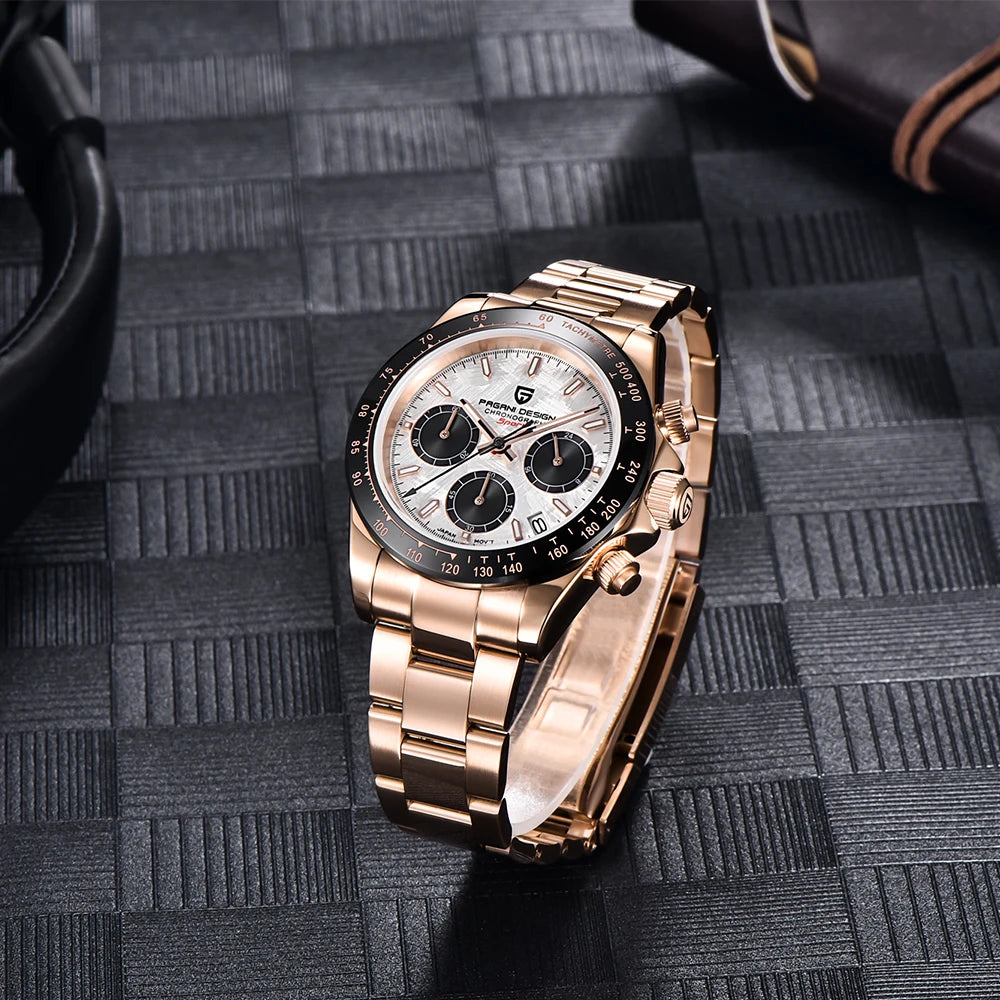 PAGANI DESIGN 2024 New PD-1644 Meteorite Dial Fashion Men Quartz Wristwatches 100M Sapphire Glass Chronograph relogio masculino