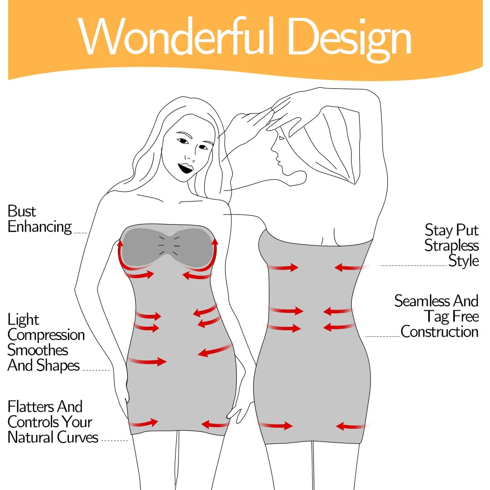 Women Shapewear Strapless Full Slips for Under Dresses Tummy Control Slips Slimming Skirts Full Body Shaper Underwear