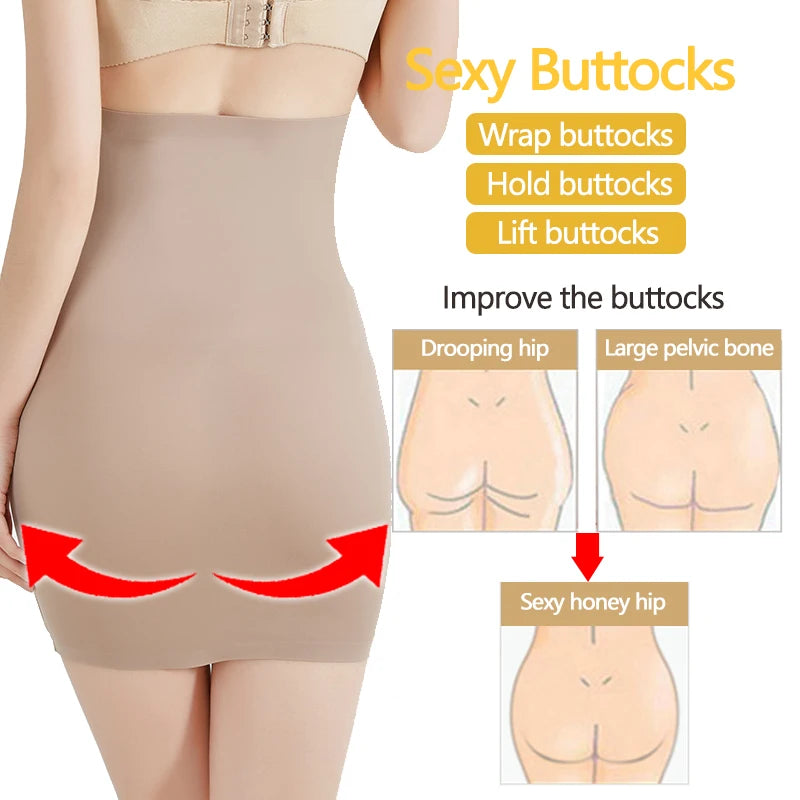 High Waist Tummy Control Slips Women Seamless Skirt Half Slip Underwear Shapewear Body Shaper Butt Lifter Petticoat Underskirt