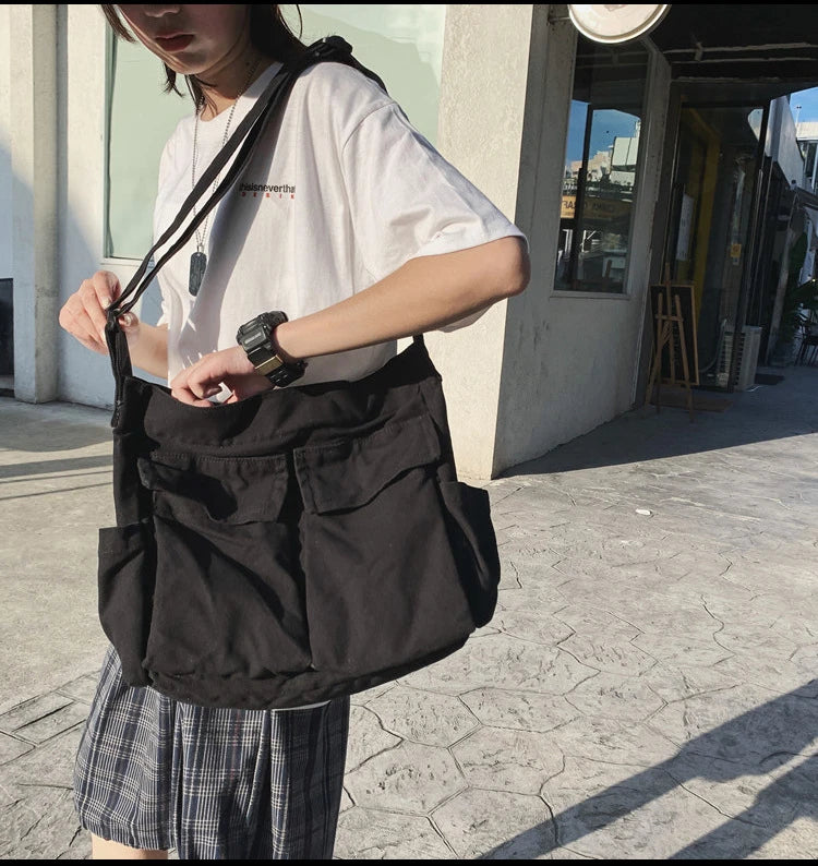 Women Vintage Handbag Canvas Teenager Shoulder Tote Bags Messenger Bags Ladies Casual Handbag Crossbody Purse
