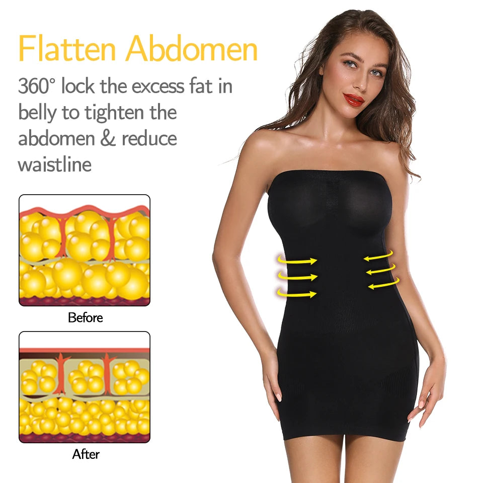 Women Shapewear Strapless Full Slips for Under Dresses Tummy Control Slips Slimming Skirts Full Body Shaper Underwear