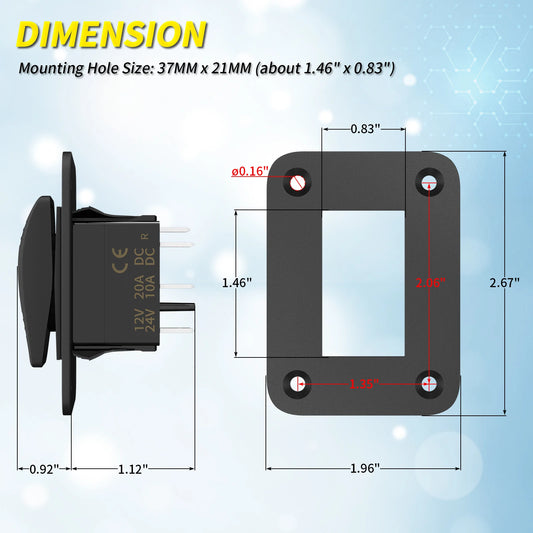 Waterproof Boat 3 Way on OFF on SPDT Dual Red LED 4 Pins Automatic Manual Bilge Pump Rocker Switch Panel With Plate