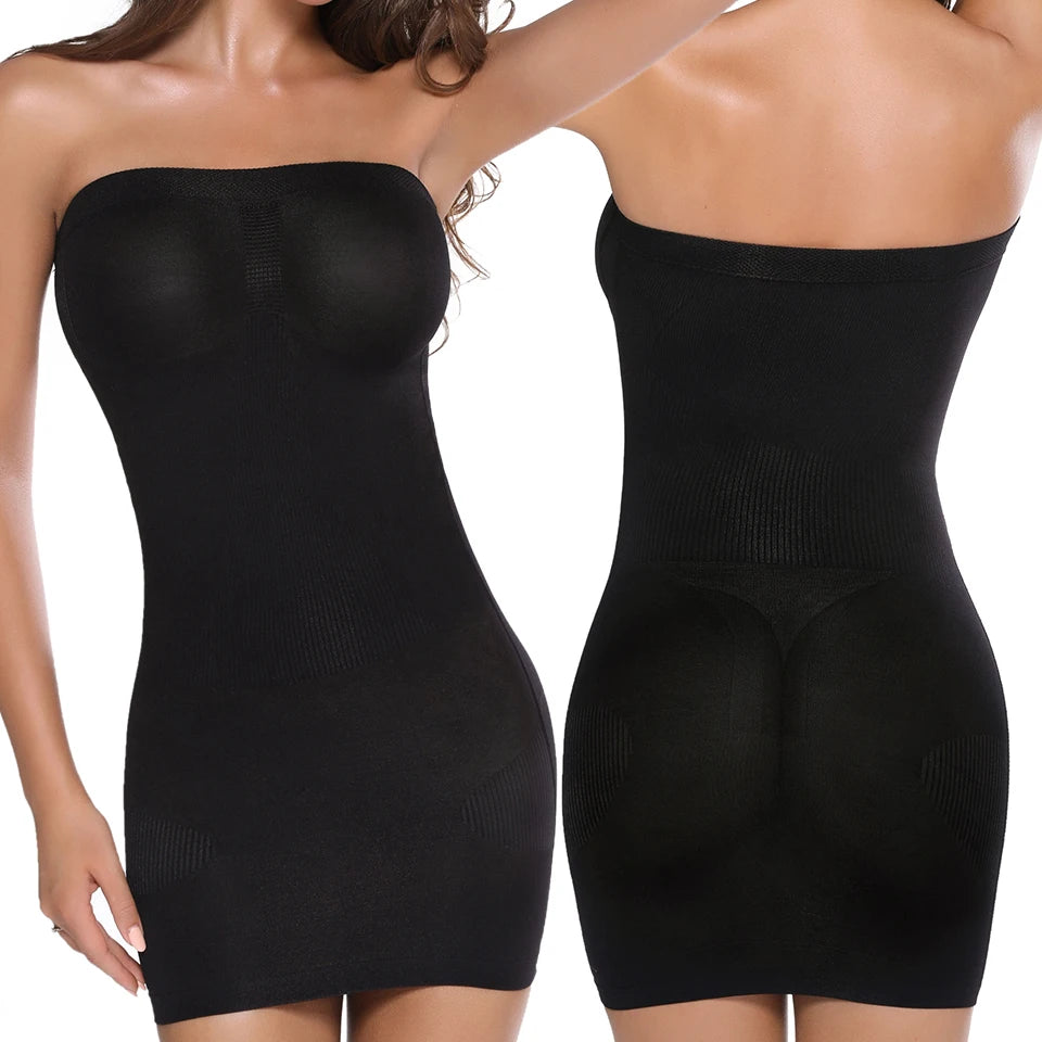 Women Shapewear Strapless Full Slips for Under Dresses Tummy Control Slips Slimming Skirts Full Body Shaper Underwear