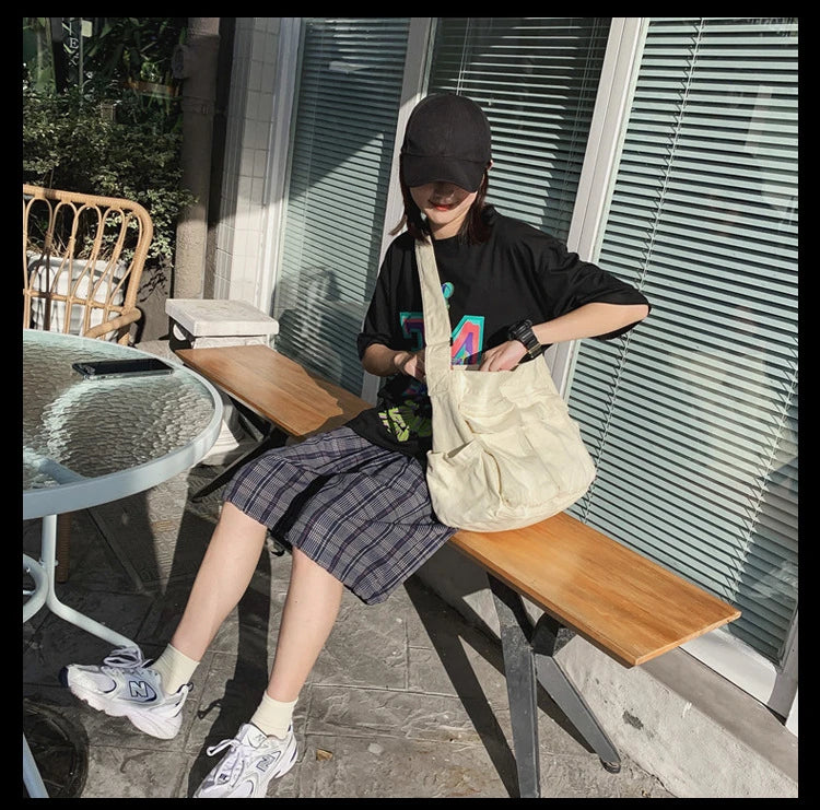Women Vintage Handbag Canvas Teenager Shoulder Tote Bags Messenger Bags Ladies Casual Handbag Crossbody Purse
