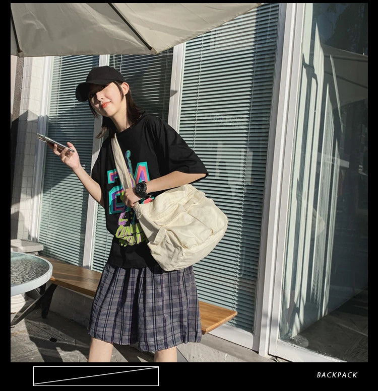 Women Vintage Handbag Canvas Teenager Shoulder Tote Bags Messenger Bags Ladies Casual Handbag Crossbody Purse