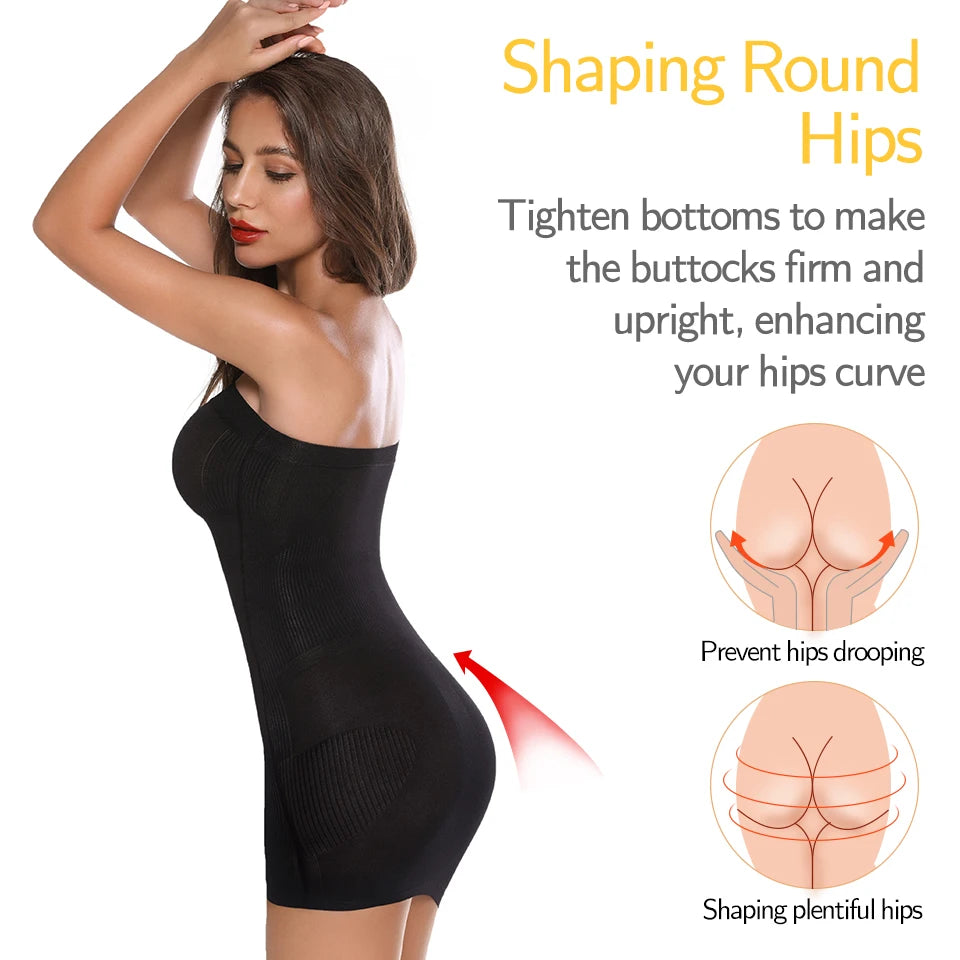 Women Shapewear Strapless Full Slips for Under Dresses Tummy Control Slips Slimming Skirts Full Body Shaper Underwear