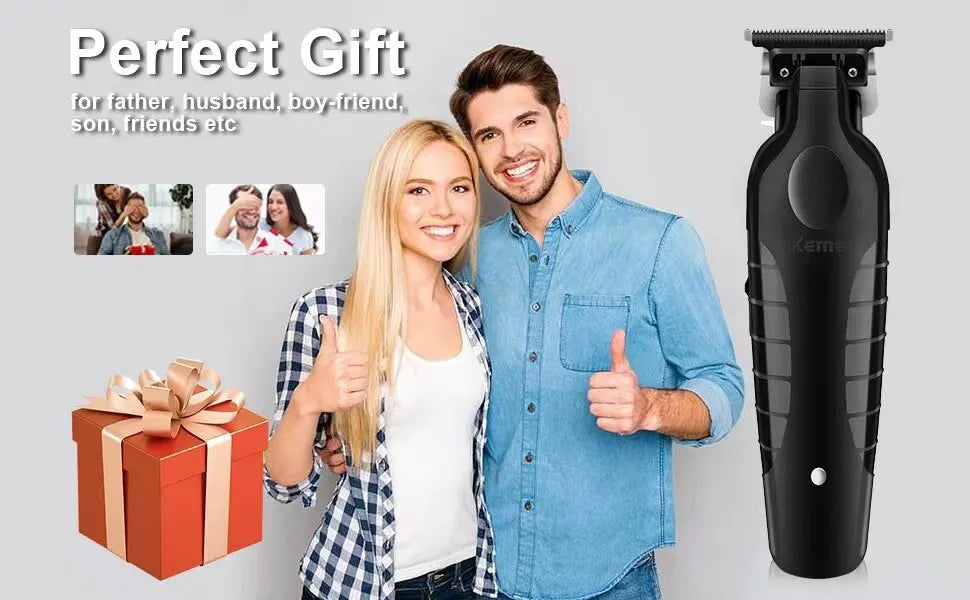 Kemei Men's Cordless Hair Clipper USB Rechargeable Electric Hair Clipper Zero Gap Trimmer Electric Hair Cutting Machine KM-2299