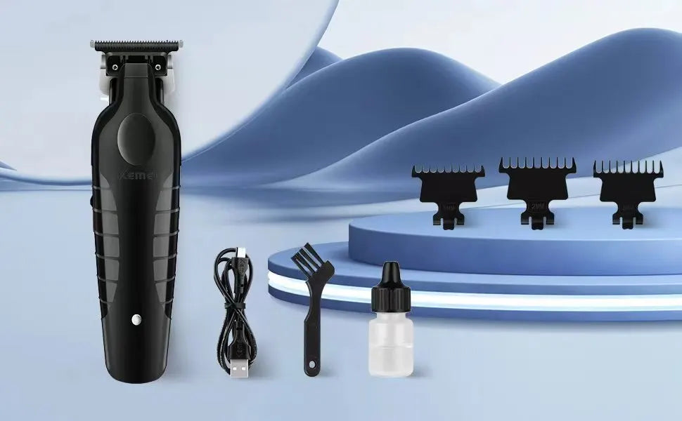 Kemei Men's Cordless Hair Clipper USB Rechargeable Electric Hair Clipper Zero Gap Trimmer Electric Hair Cutting Machine KM-2299