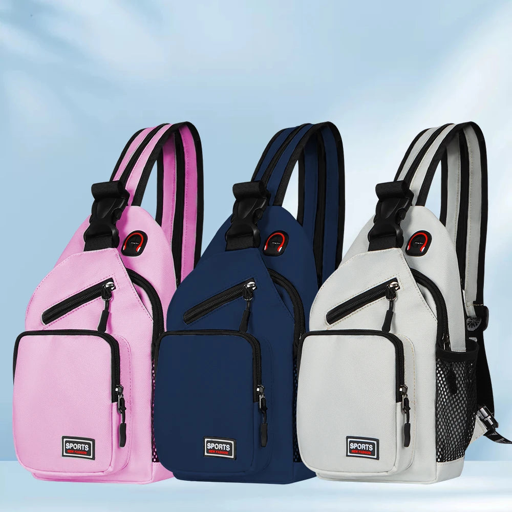 Geestock Small Crossbody Bags For Women Sling Chest Bag Female Mini Travel Sport Shoulder Pack Messenger Bags With Earphone Hole
