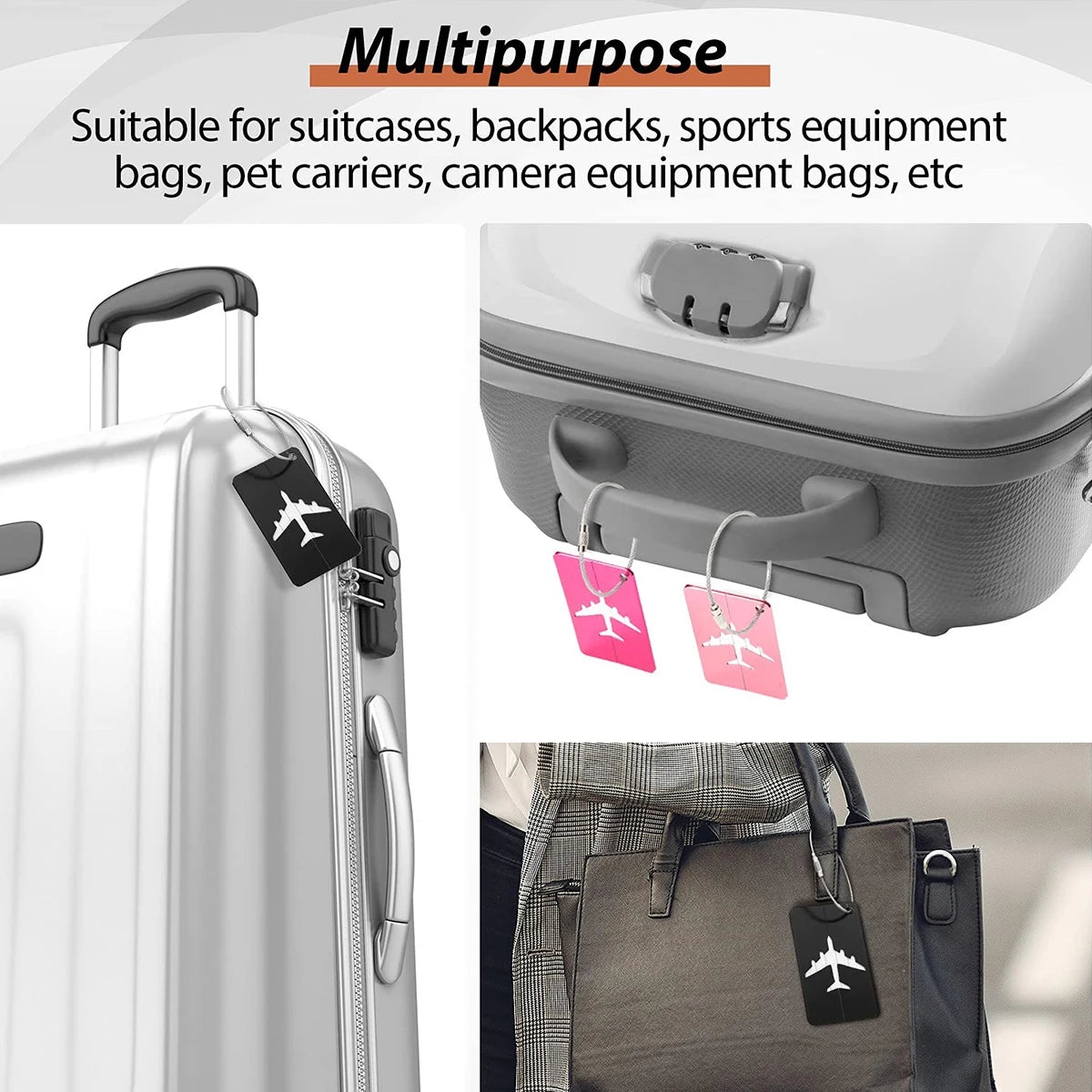 Aluminum Alloy Travel Luggage Tag Hanging Tag Suitcase Tag Plane With Name ID Cards Anti-lost Solid Color Travel Accessories.zmt