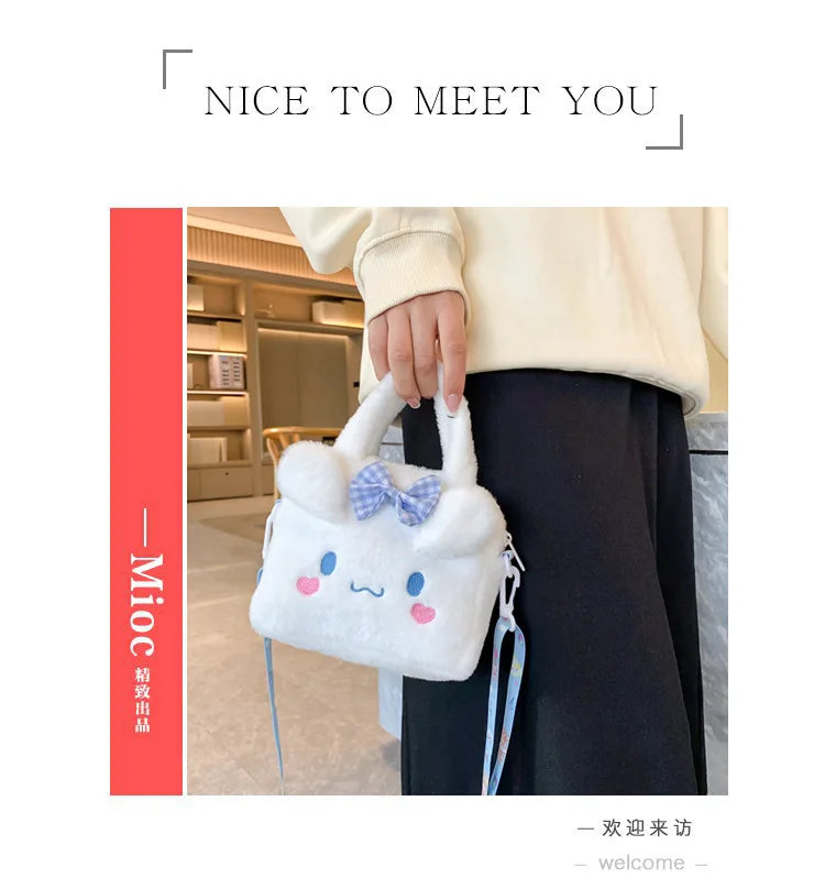 Sanrio Bag Kawaii Kuromi Cinnamoroll My Melody Cartoon Anime Plush Handbag Cosmetic Bag Travel Storage Bag Women Girl Gifts