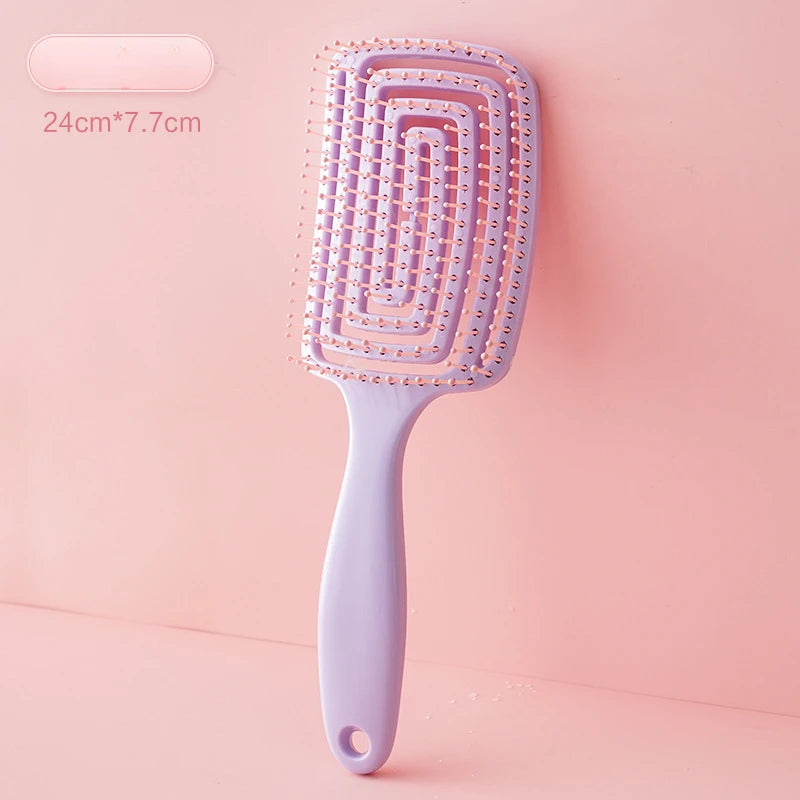 INS hair comb for women comb pink&purple Nordic style Elastic comb Macaron color Fluffy high cranial comb Massage comb for woman