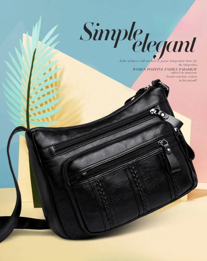 Women's bag Pu multilayered soft leather ladies fashion simple shoulder bags mom's bags crossbody bags