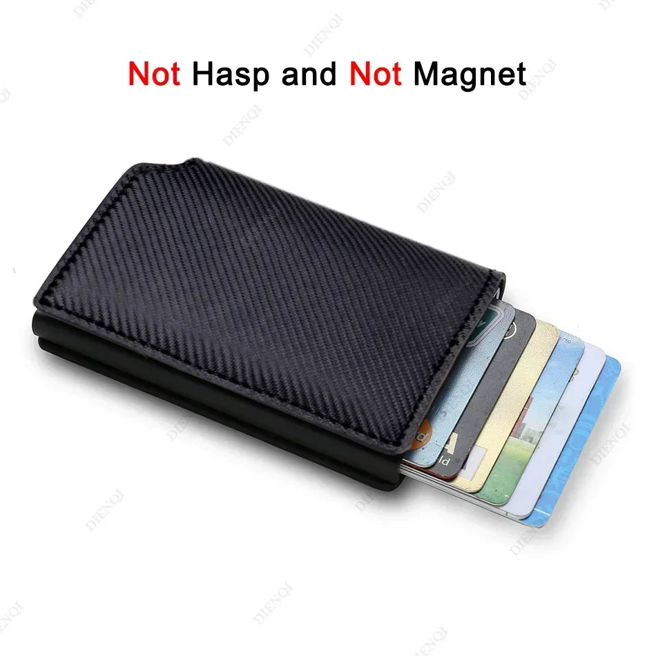 Rfid Credti Card Holders Men Wallets Anti Theft Carbon Fiber Bank Cardholder Case Slim Thin Smart Wallet Pop Up Black Walet New