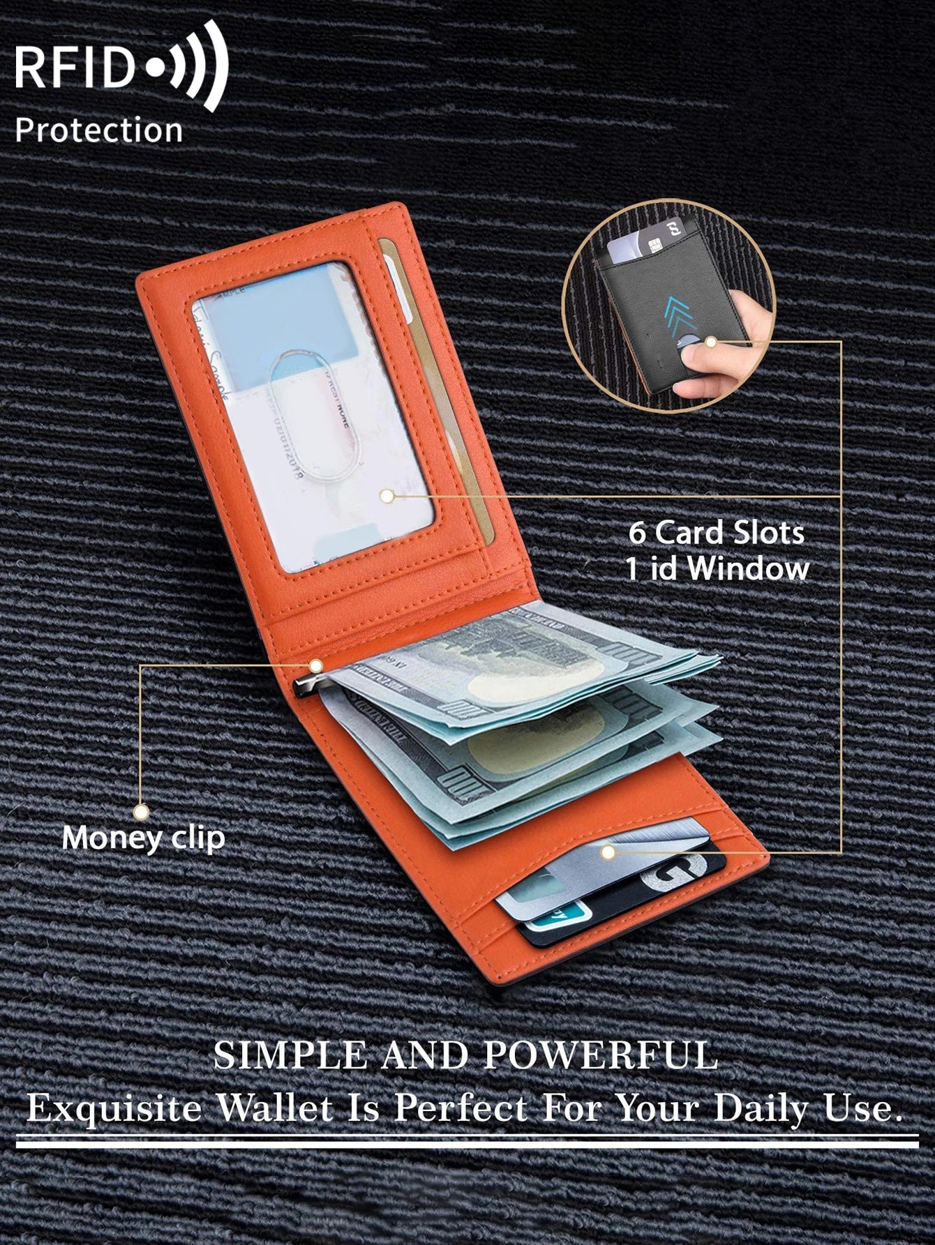 RFID carbon fiber men's wallet multifunctional ultra-thin mini 7-card slot/short card bag large capacity portable men's wallet