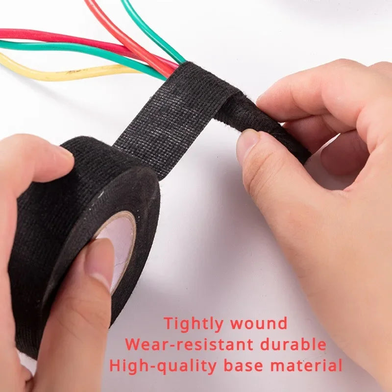 1pc Heat-resistant Adhesive Cloth Fabric Tape For Car Auto Cable Harness Wiring Loom Protection Width 9/15/19/25/32MM Length 15M