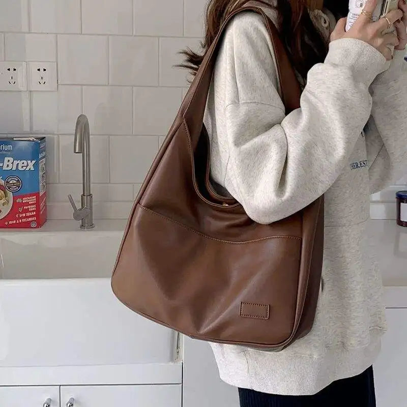 1pcs Leather Tote Purse Stylish Casual Trendy Large Soft Shoulder Bag