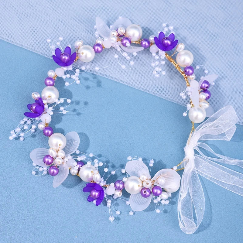 Luxurious Flower Headbands Tiaras Wedding Hair Accessories For Women Bride Hair Jewelry Bridal Headband Headpiece Party Hairband