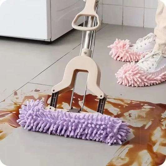 1Pair Dust Cleaner Grazing Slippers House Bathroom Floor Cleaning Mop Slipper Lazy Shoes Cover Chenille Duster Cloth