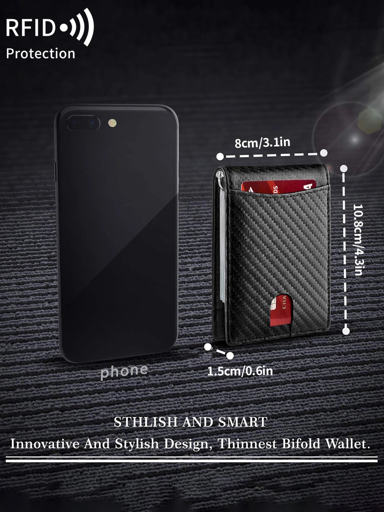RFID carbon fiber men's wallet multifunctional ultra-thin mini 7-card slot/short card bag large capacity portable men's wallet
