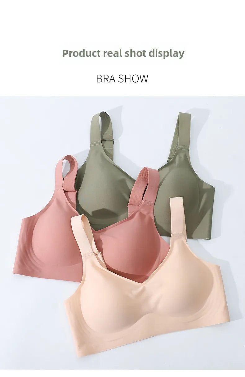 3D Jelly Strip Soft Support Bra Push-up Pair Top Support Seamless Bra Women's Thin Bra with Large Breasts and Small Breasts