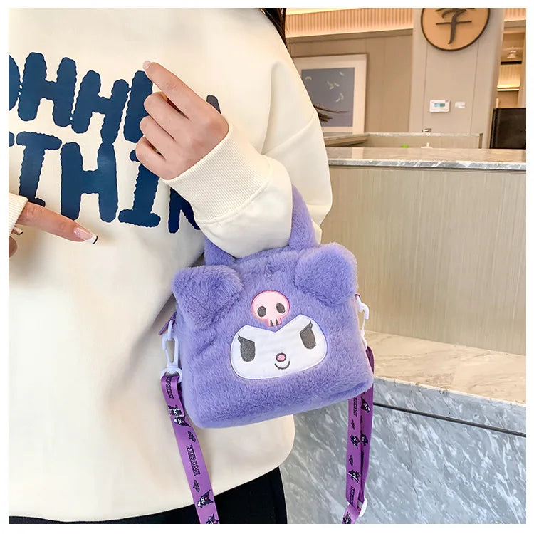 Sanrio Bag Kawaii Kuromi Cinnamoroll My Melody Cartoon Anime Plush Handbag Cosmetic Bag Travel Storage Bag Women Girl Gifts