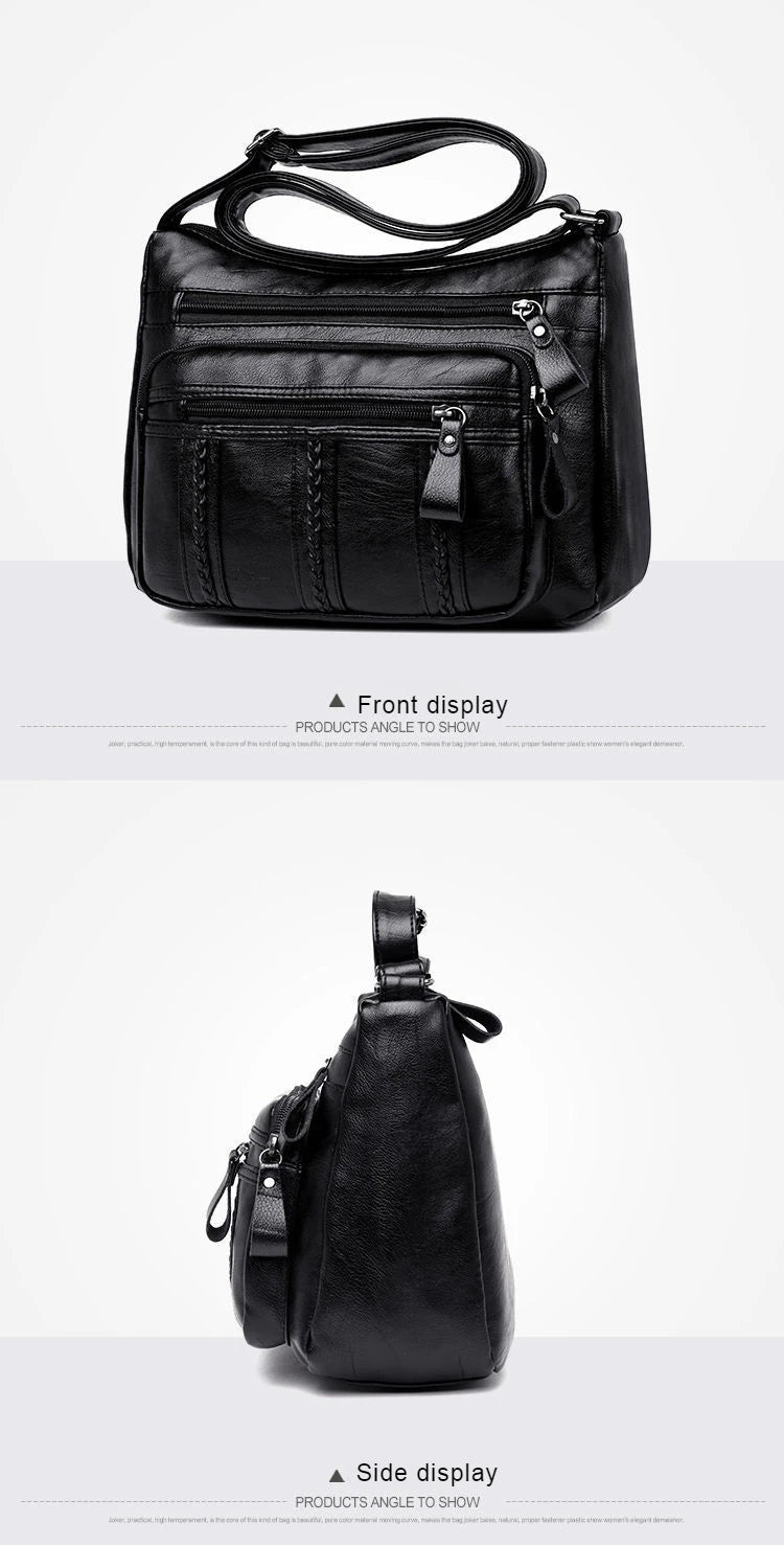 Women's bag Pu multilayered soft leather ladies fashion simple shoulder bags mom's bags crossbody bags